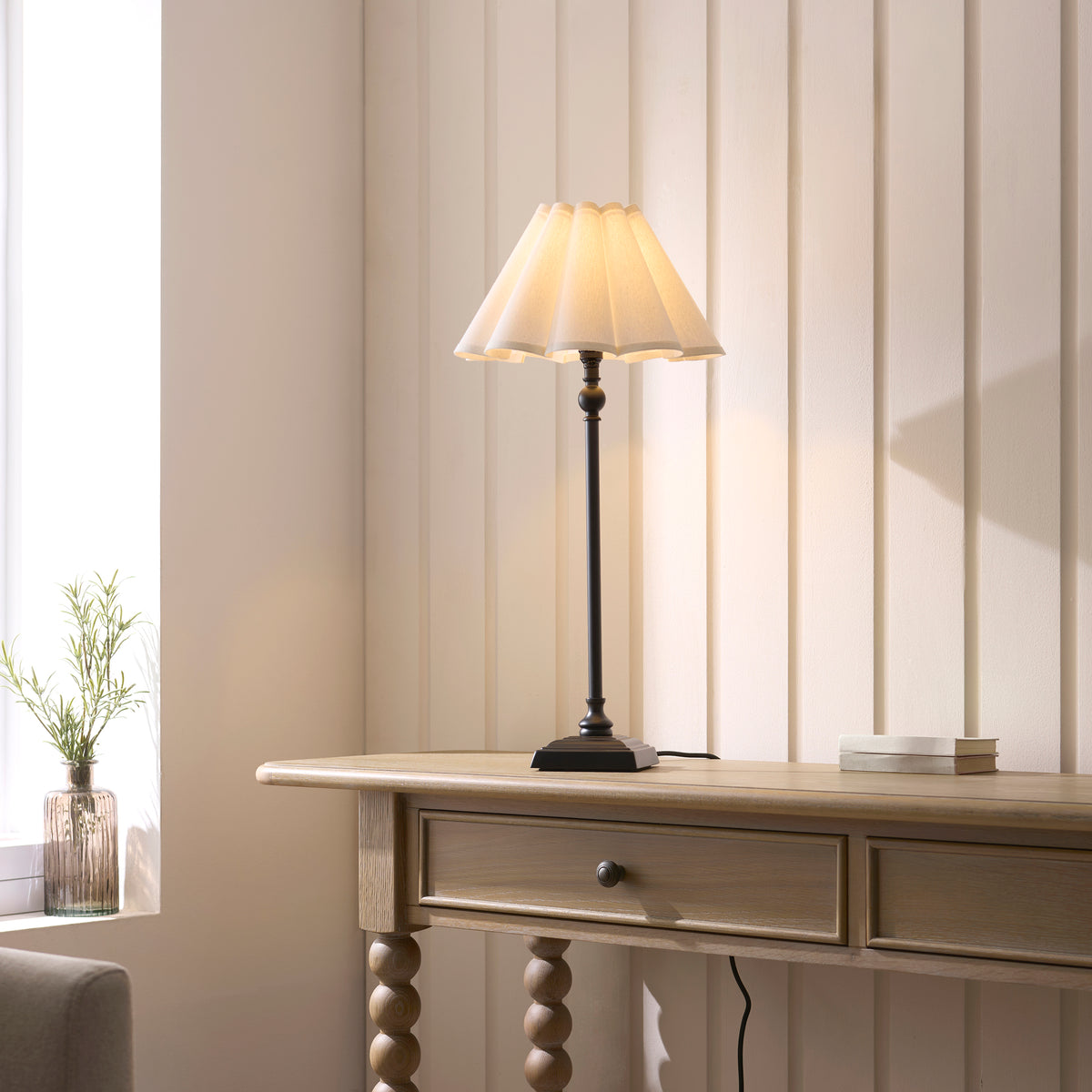 Endon Sylvie Table Matt black & vintage white cotton