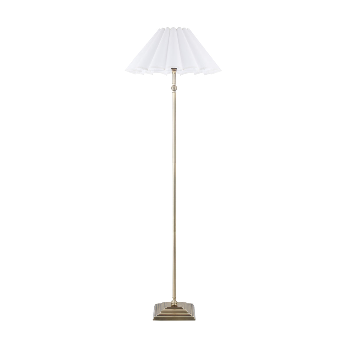Endon Sylvie Floor Antique brass plate & vintage white cotton