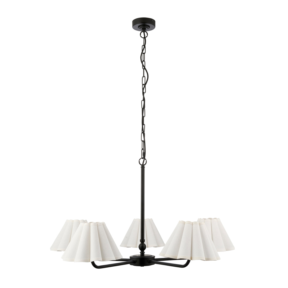 Endon Sylvie 5lt Pendant Matt black & vintage white cotton