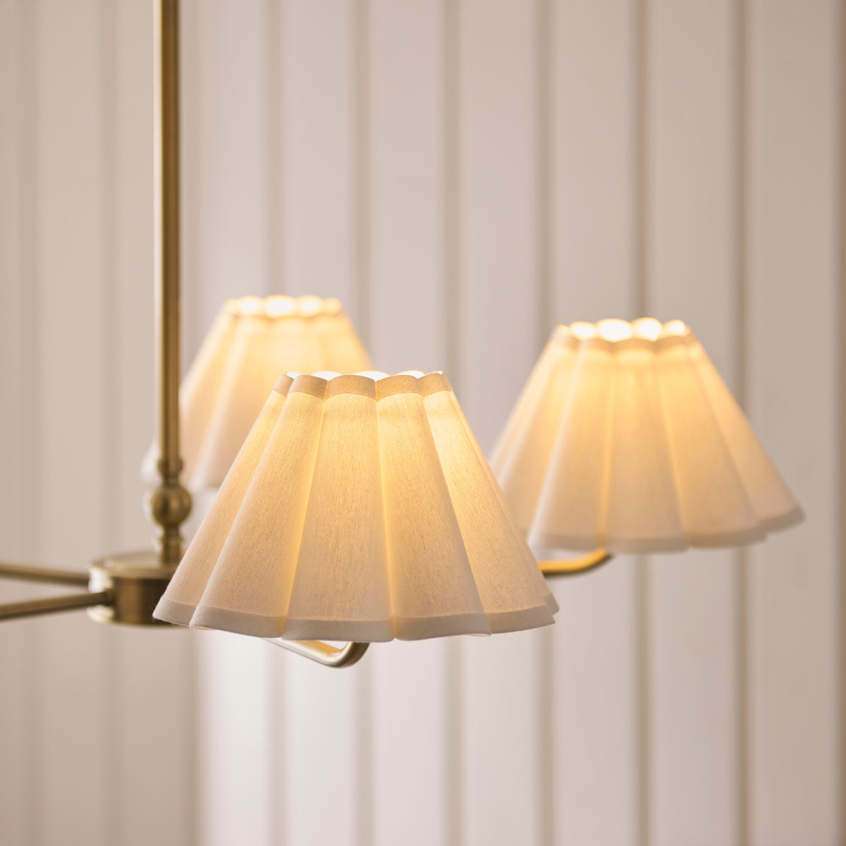 Endon Sylvie 5lt Pendant Antique brass plate & vintage white cotton