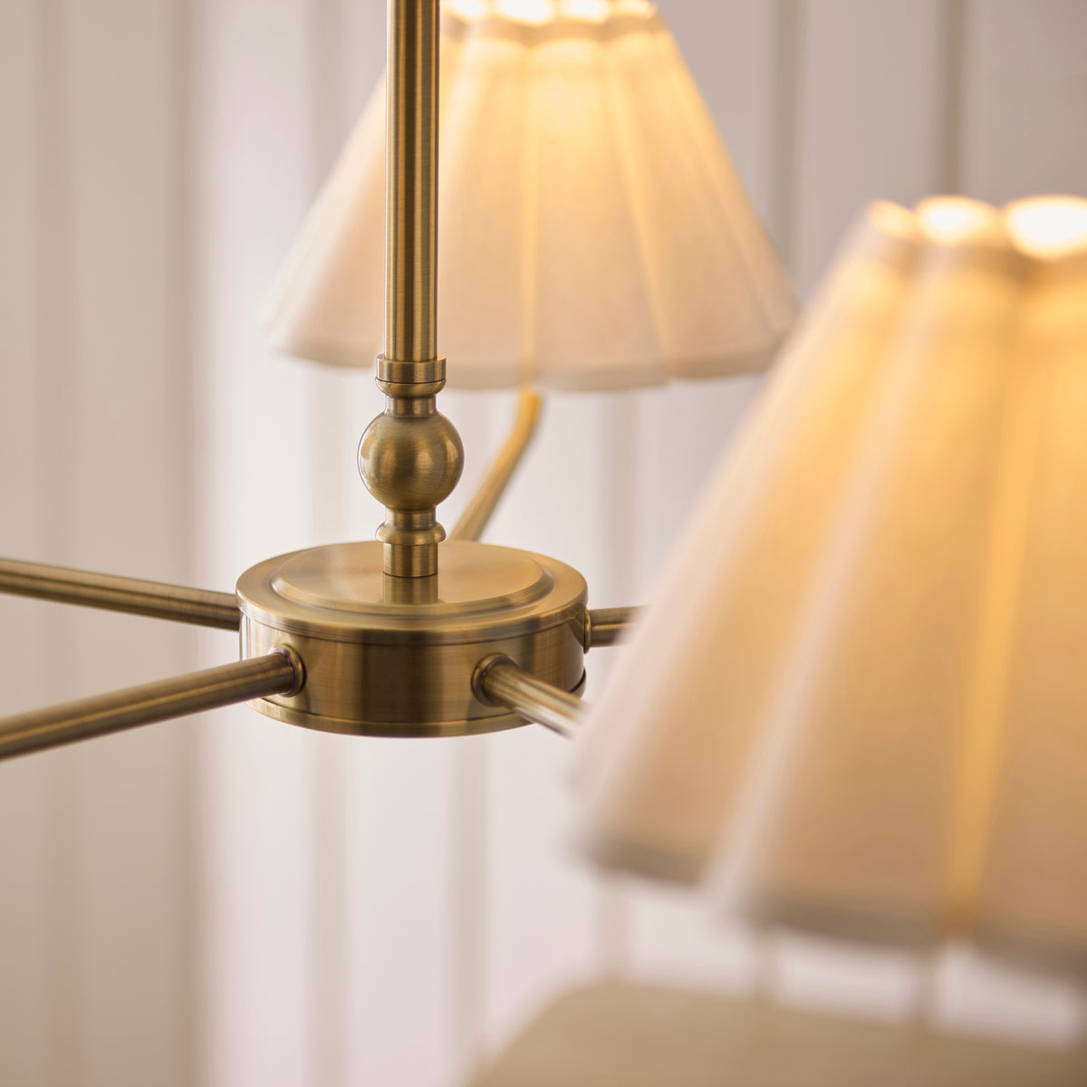Endon Sylvie 5lt Pendant Antique brass plate & vintage white cotton