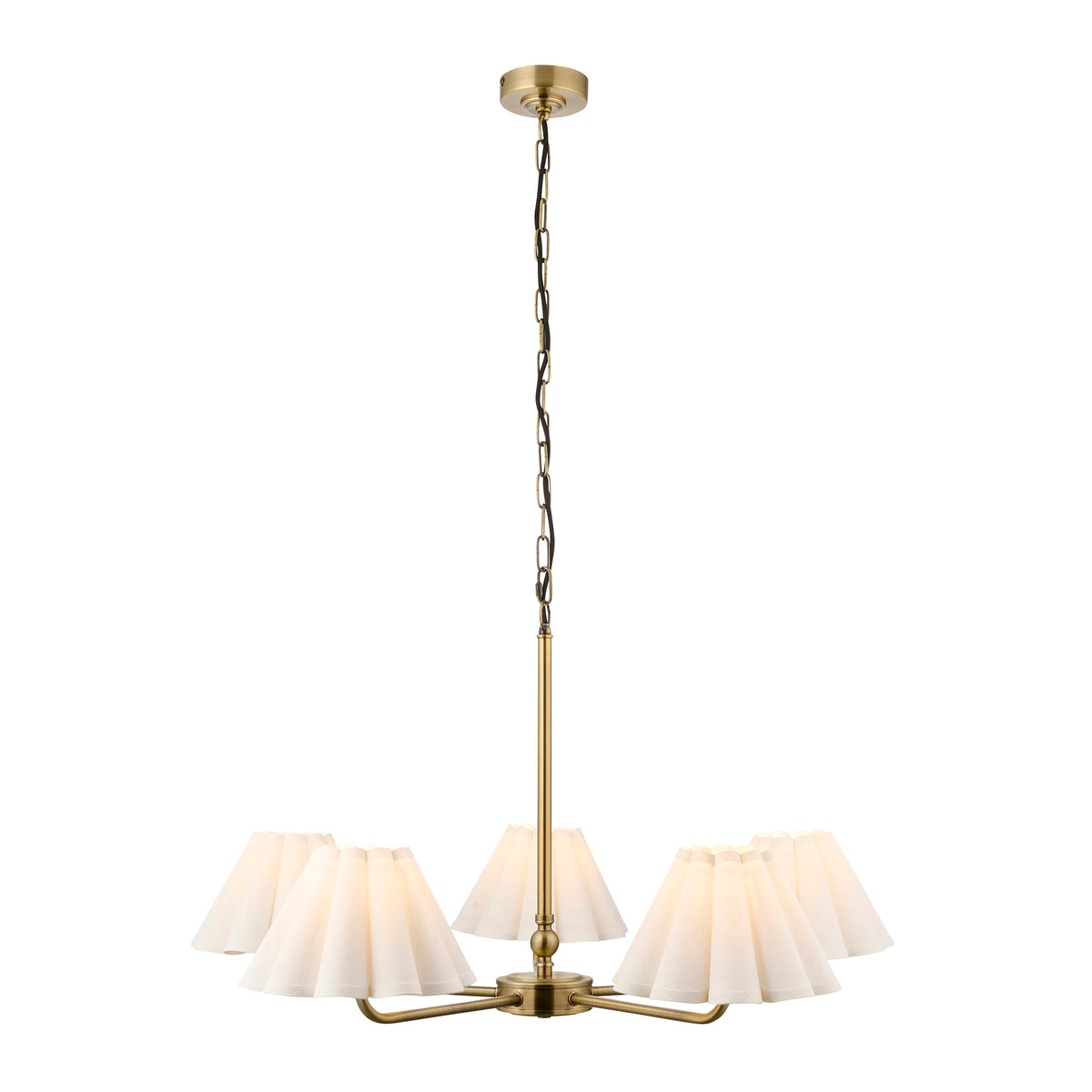 Endon Sylvie 5lt Pendant Antique brass plate & vintage white cotton