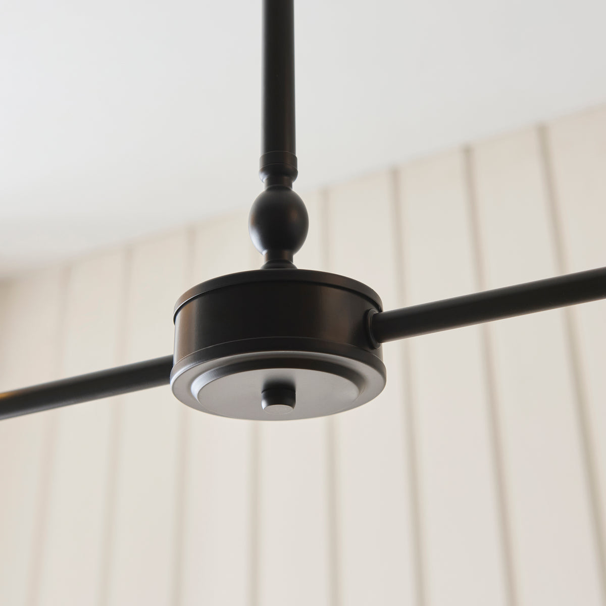 Endon Sylvie 2lt Linear Pendant Matt black & vintage white cotton