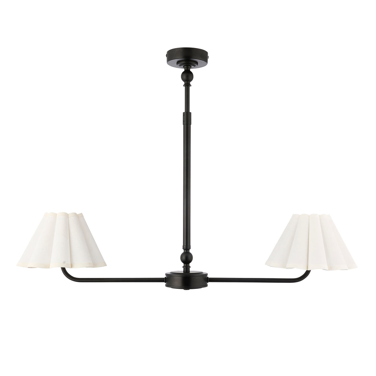 Endon Sylvie 2lt Linear Pendant Matt black & vintage white cotton