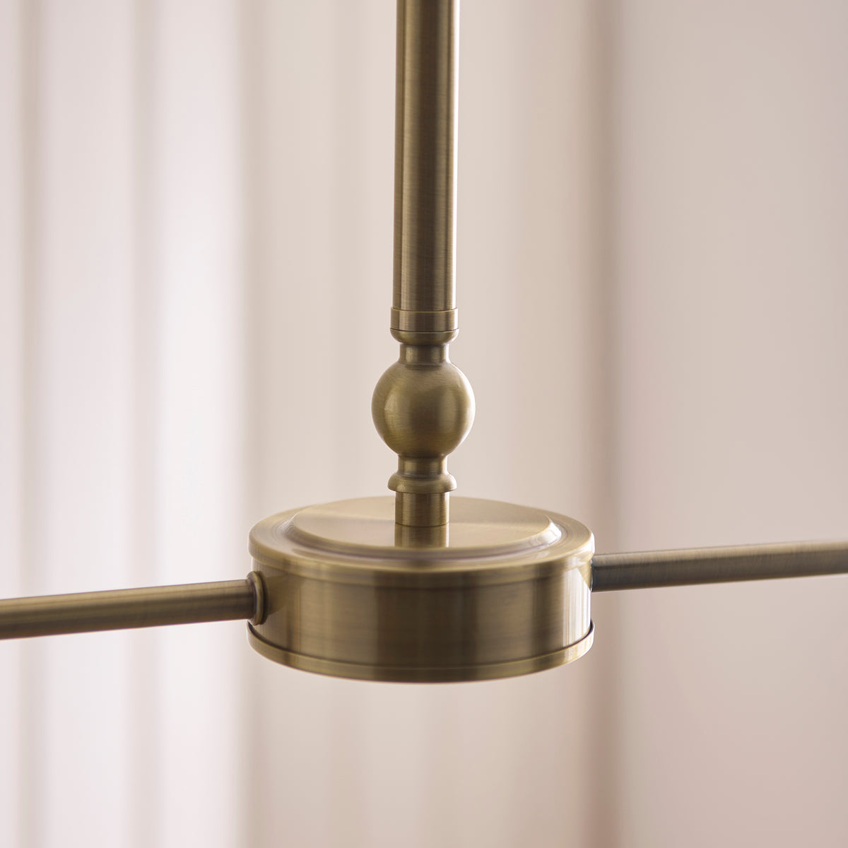 Endon Sylvie 2lt Linear Pendant Antique brass plate & vintage white cotton
