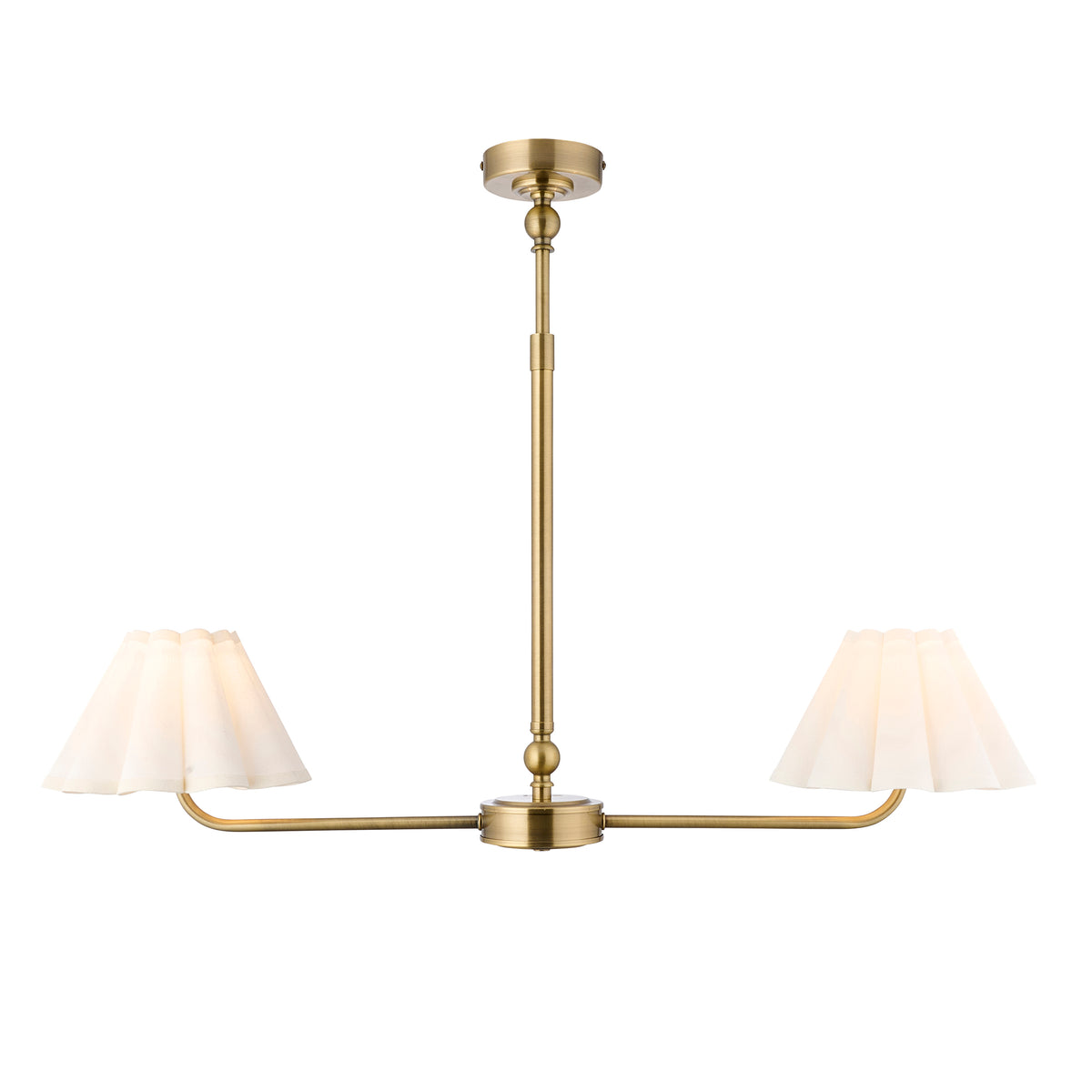 Endon Sylvie 2lt Linear Pendant Antique brass plate & vintage white cotton