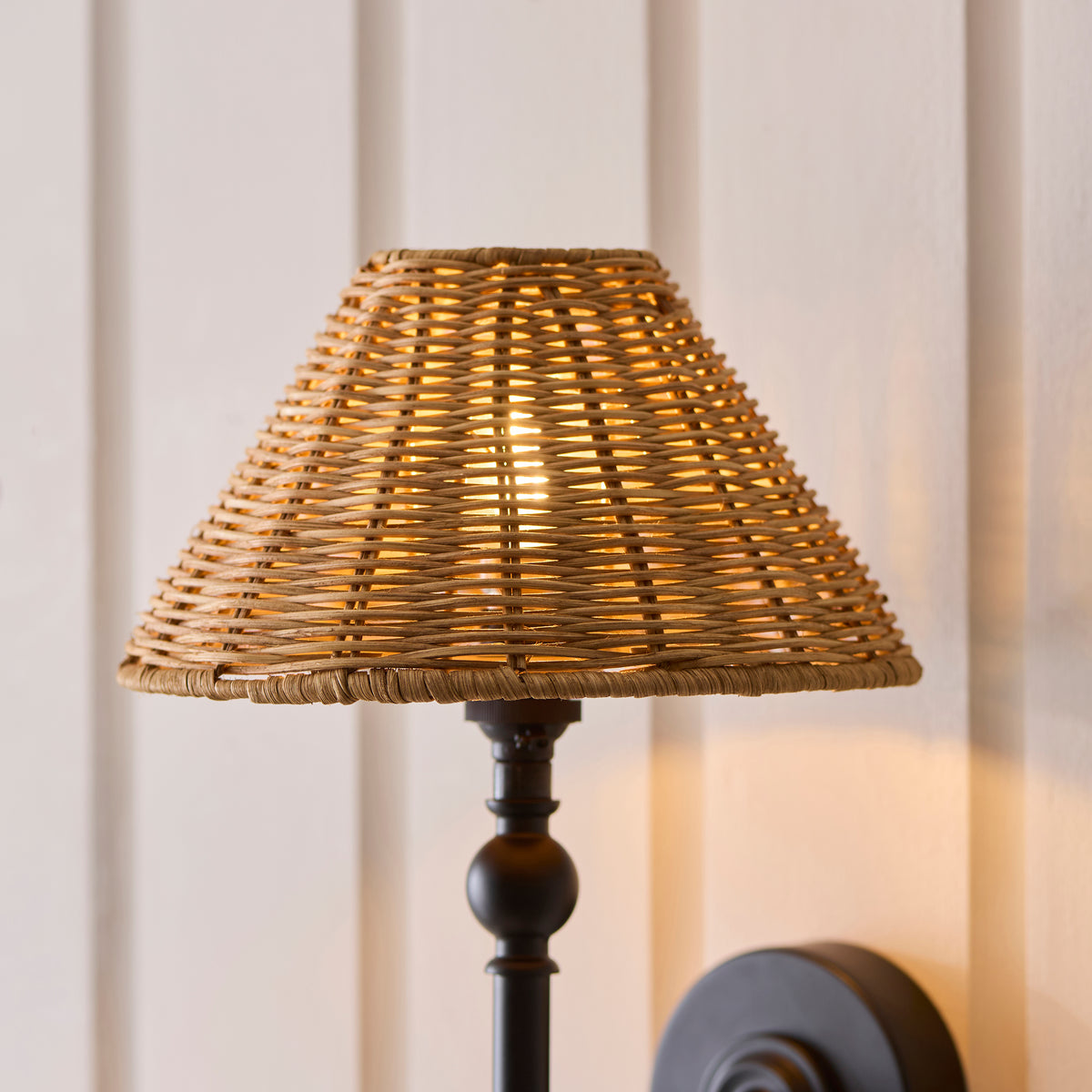 Endon Jericho Wall Matt black & dark rattan