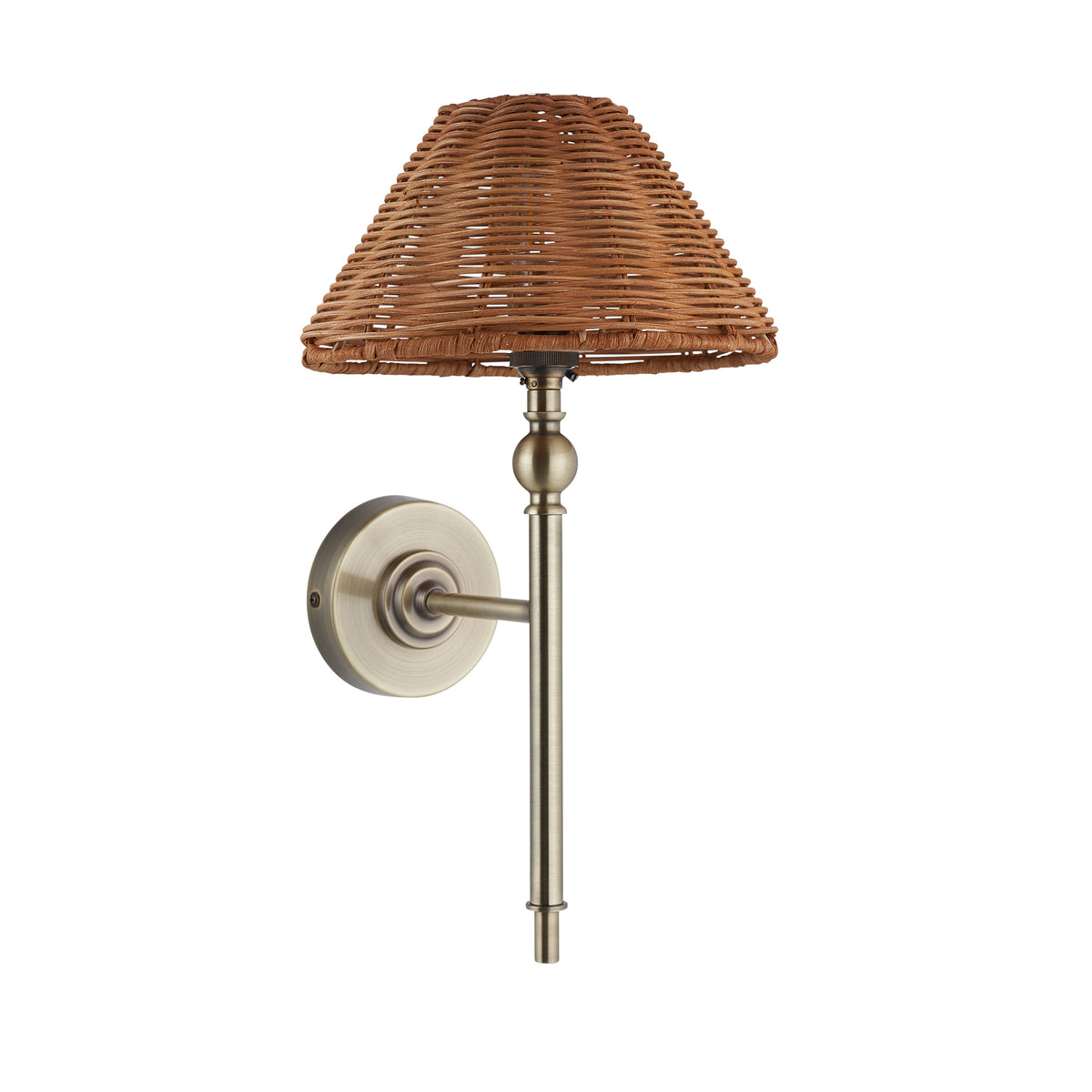 Endon Jericho Wall Antique brass plate & dark rattan