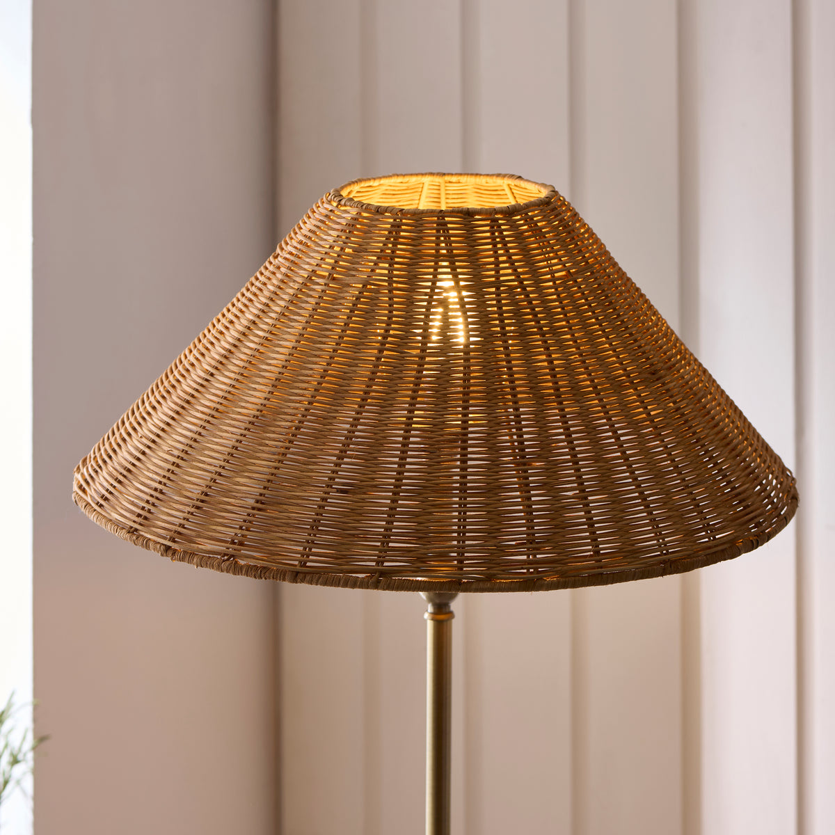 Endon Jericho Floor Antique brass plate & dark rattan