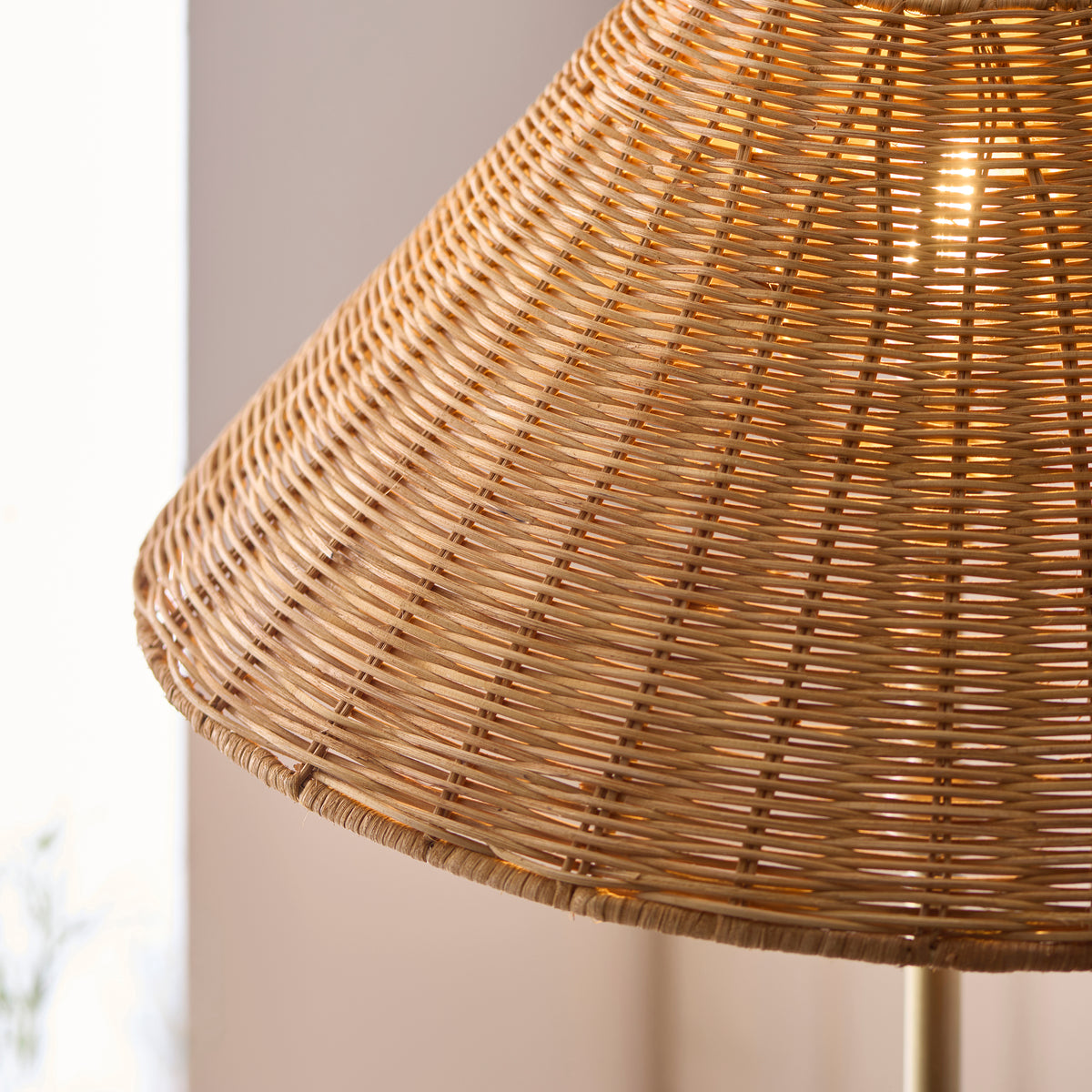 Endon Jericho Floor Antique brass plate & dark rattan