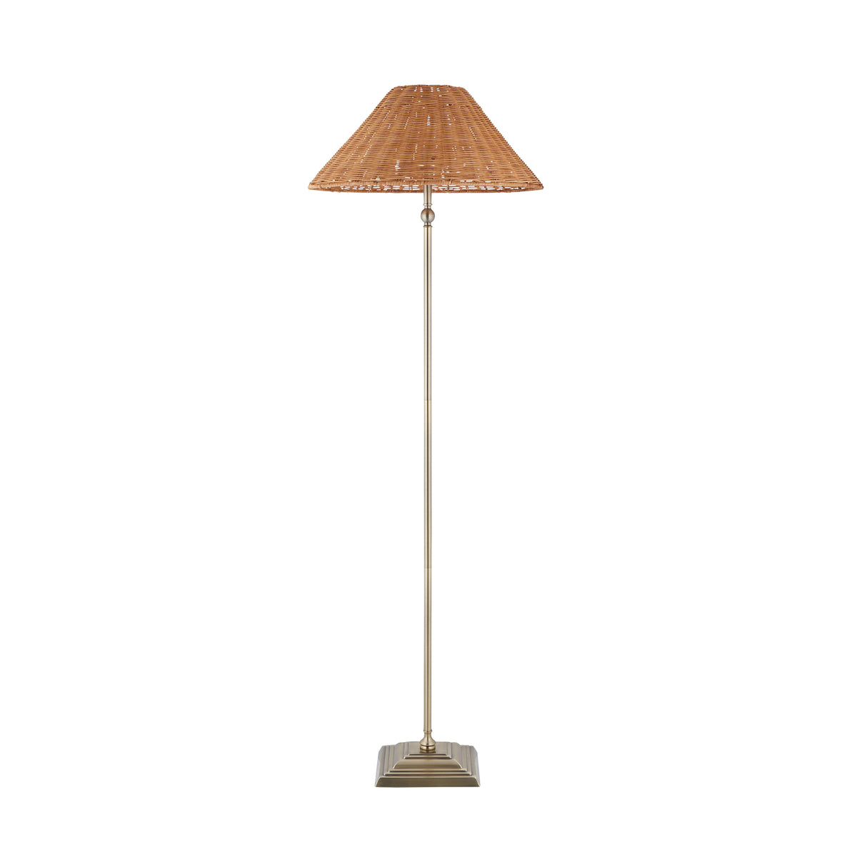 Endon Jericho Floor Antique brass plate & dark rattan
