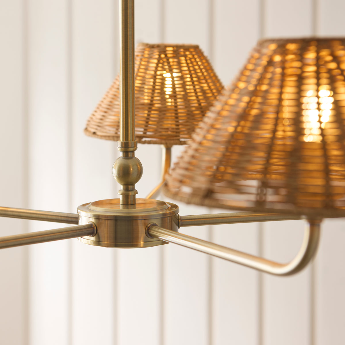 Endon Jericho 5lt Pendant Antique brass plate & dark rattan