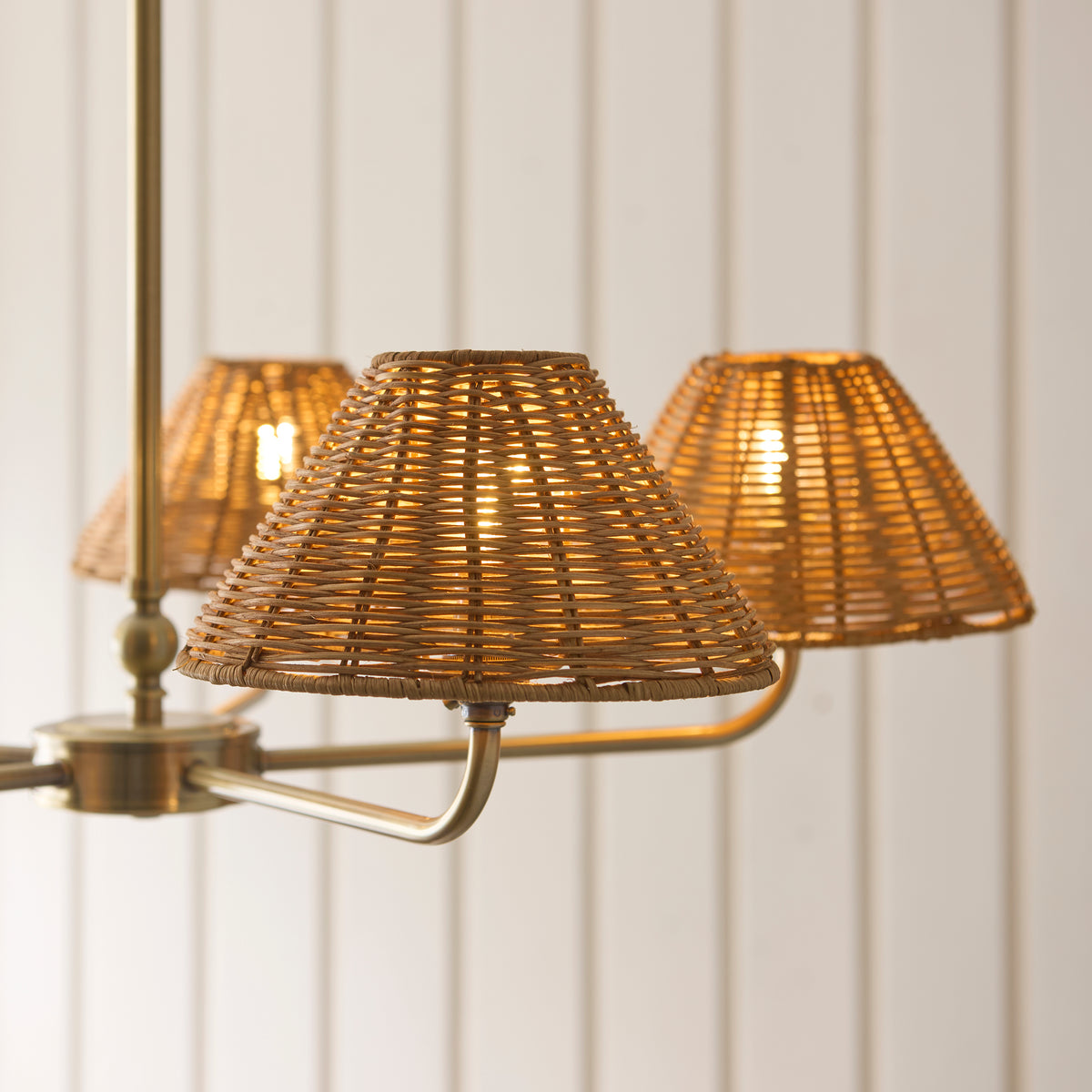 Endon Jericho 5lt Pendant Antique brass plate & dark rattan