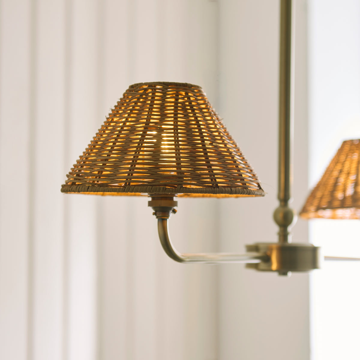 Endon Jericho 2lt Linear Pendant Antique brass plate & dark rattan
