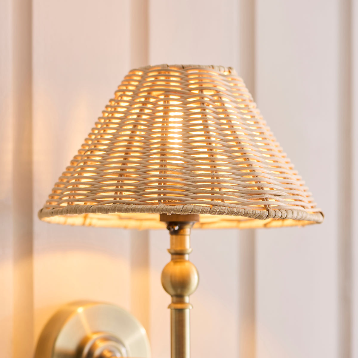 Endon Jericho Wall Antique brass plate & natural rattan
