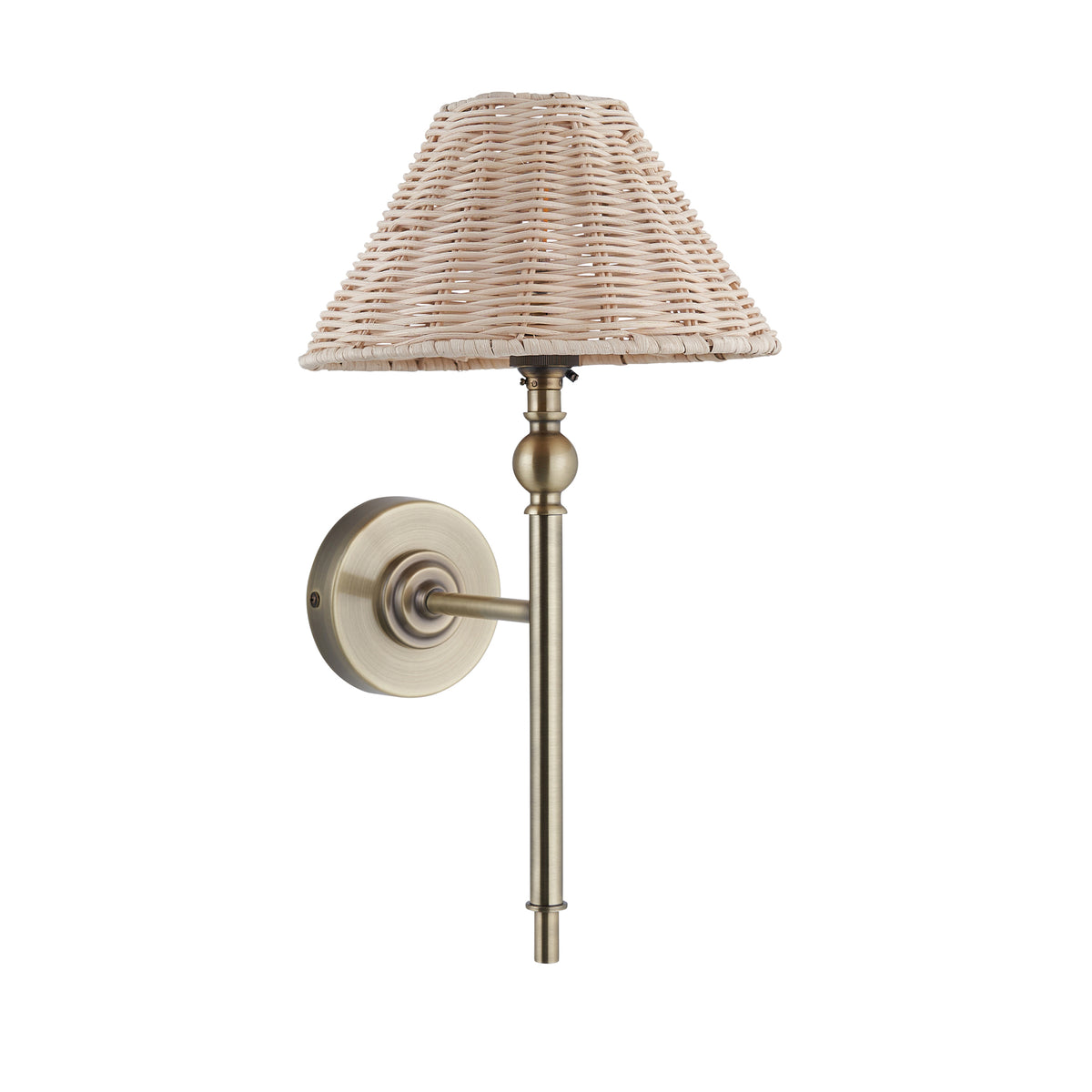 Endon Jericho Wall Antique brass plate & natural rattan