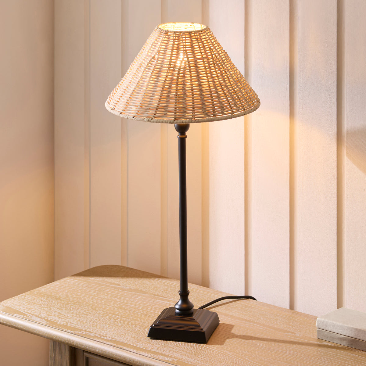 Endon Jericho Table Matt black & natural rattan