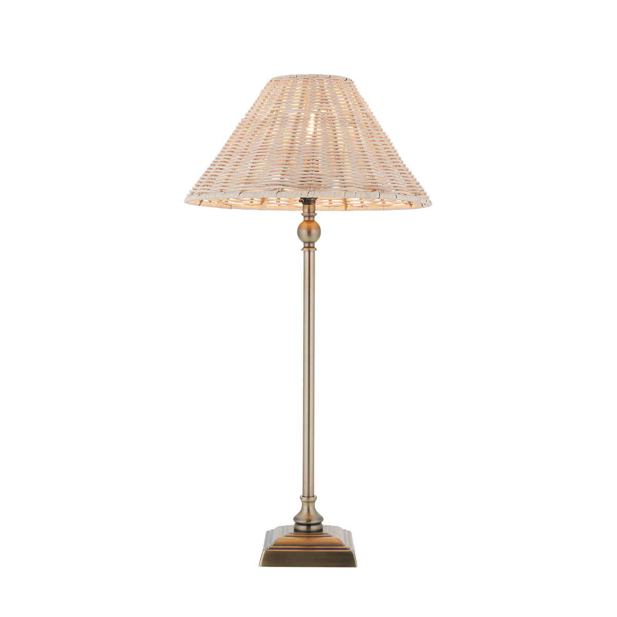 Endon Jericho Table Antique brass plate & natural rattan