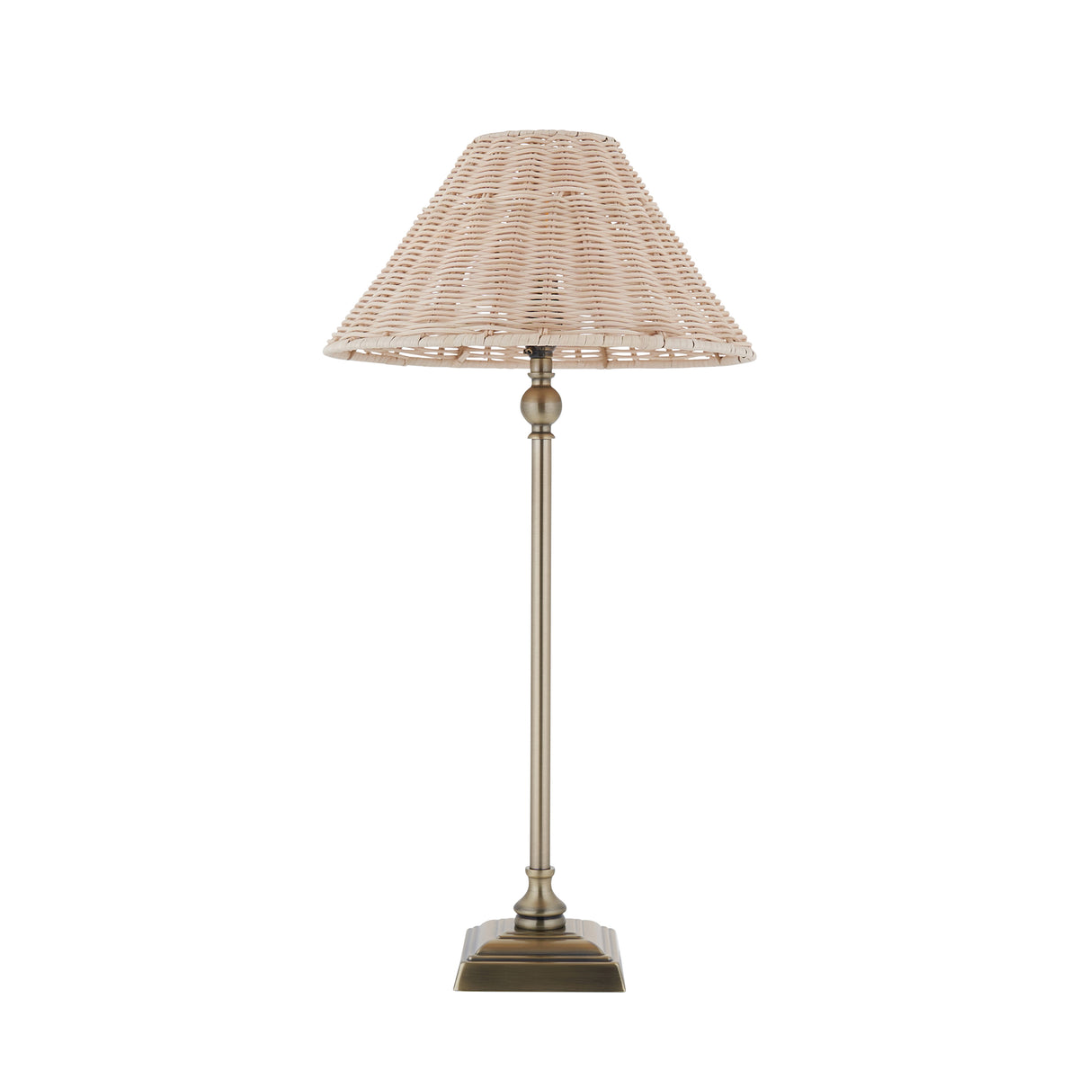 Endon Jericho Table Antique brass plate & natural rattan