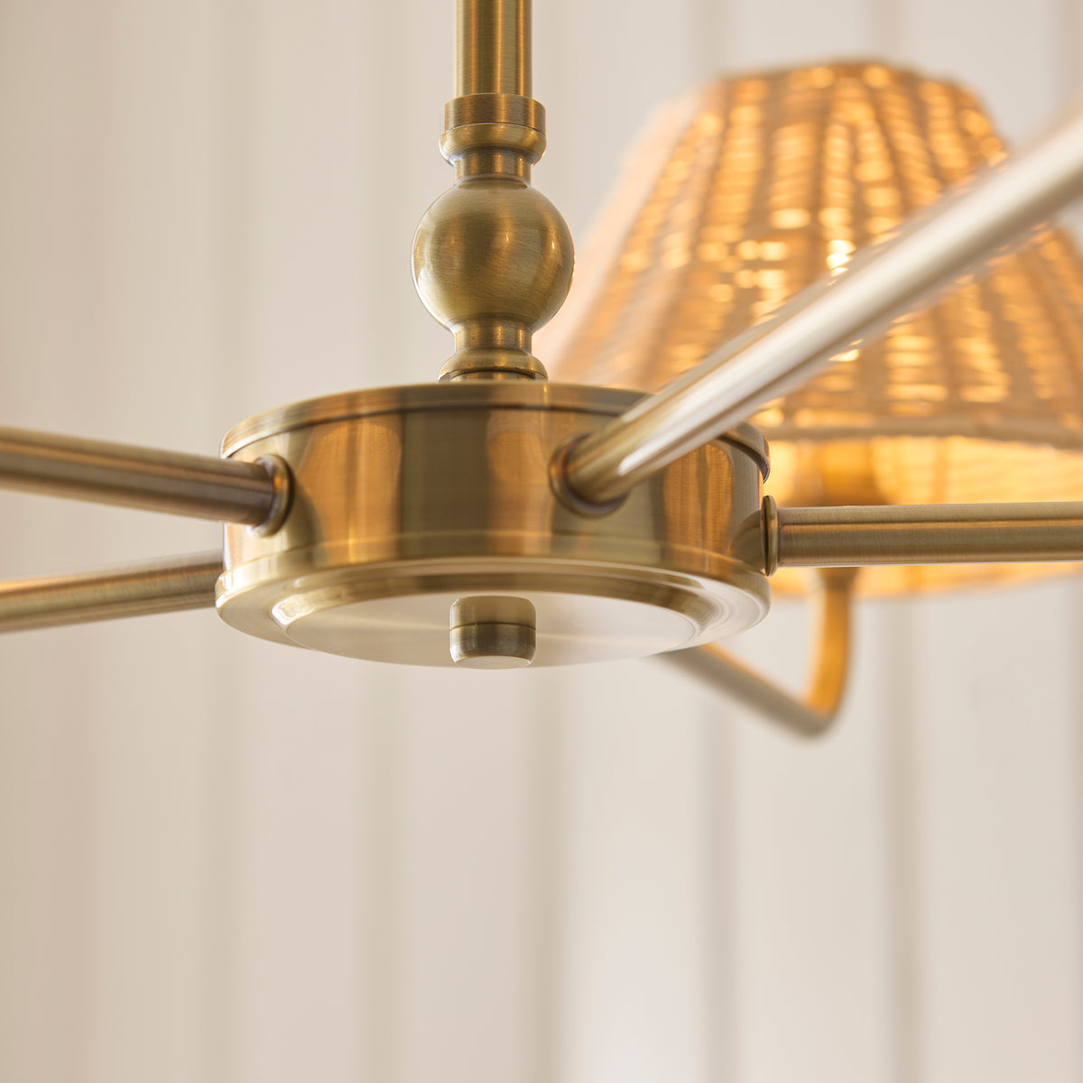 Endon Jericho 5lt Pendant Antique brass plate & natural rattan