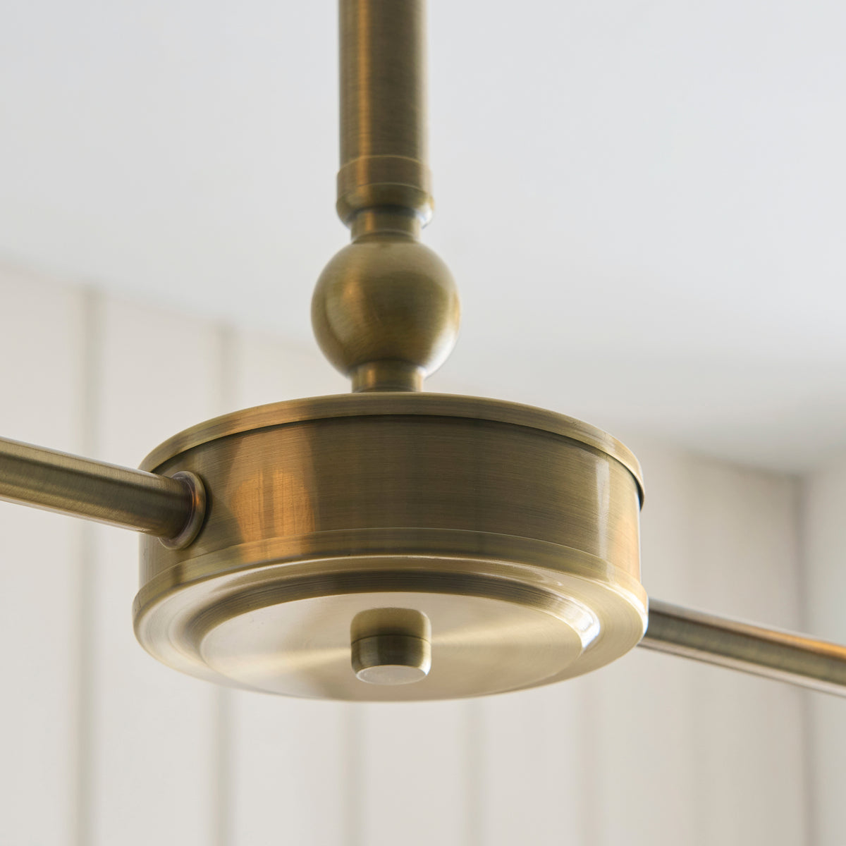 Endon Jericho 2lt Linear Pendant Antique brass plate & natural rattan