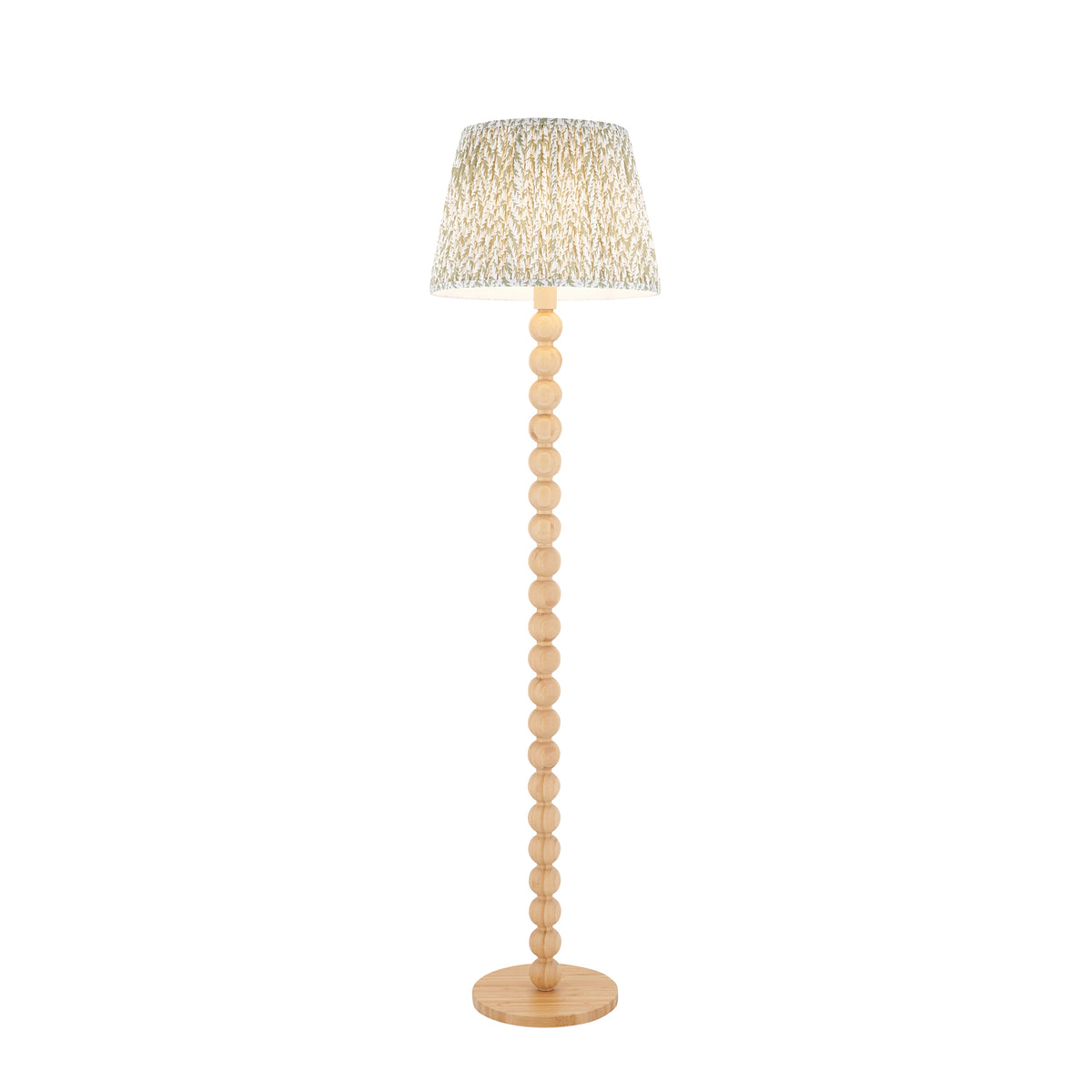 Endon Cane & Leaf 40cm Floor Natural bamboo & herb garden green fabric