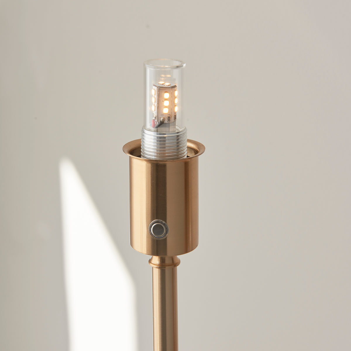 Endon Burley Rechargeable & Leaf 25cm Floor Brushed aged brass plate & herb garden green fabric