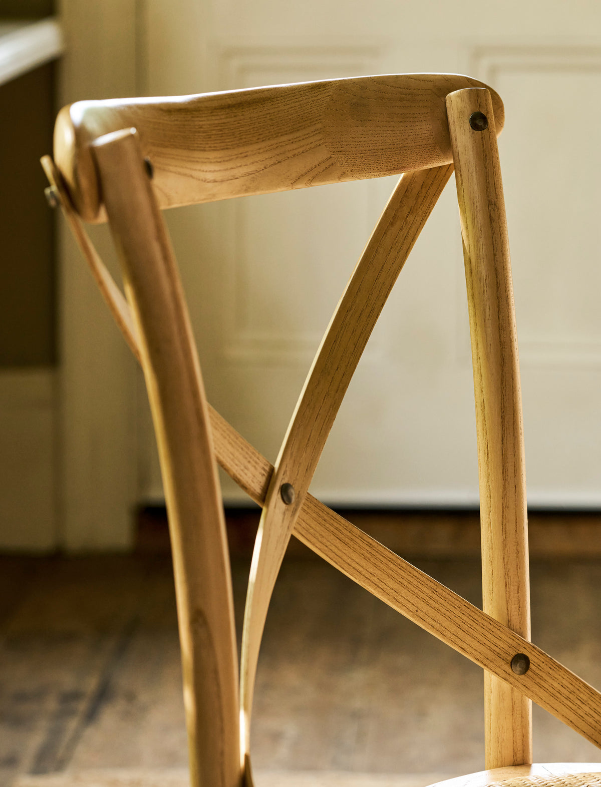 Garden Trading Ferndale Cross Back Dining Chair Elm Wood, Natural, Set of 2