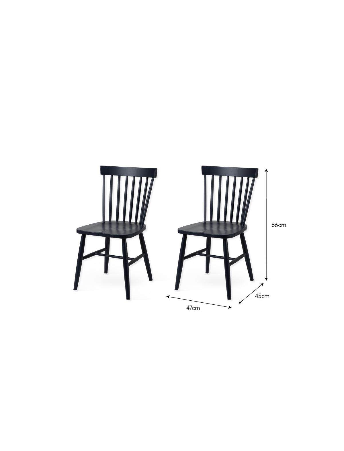 Garden Trading Spindle Back Chair Beech Wood, Carbon Black, Set of 2