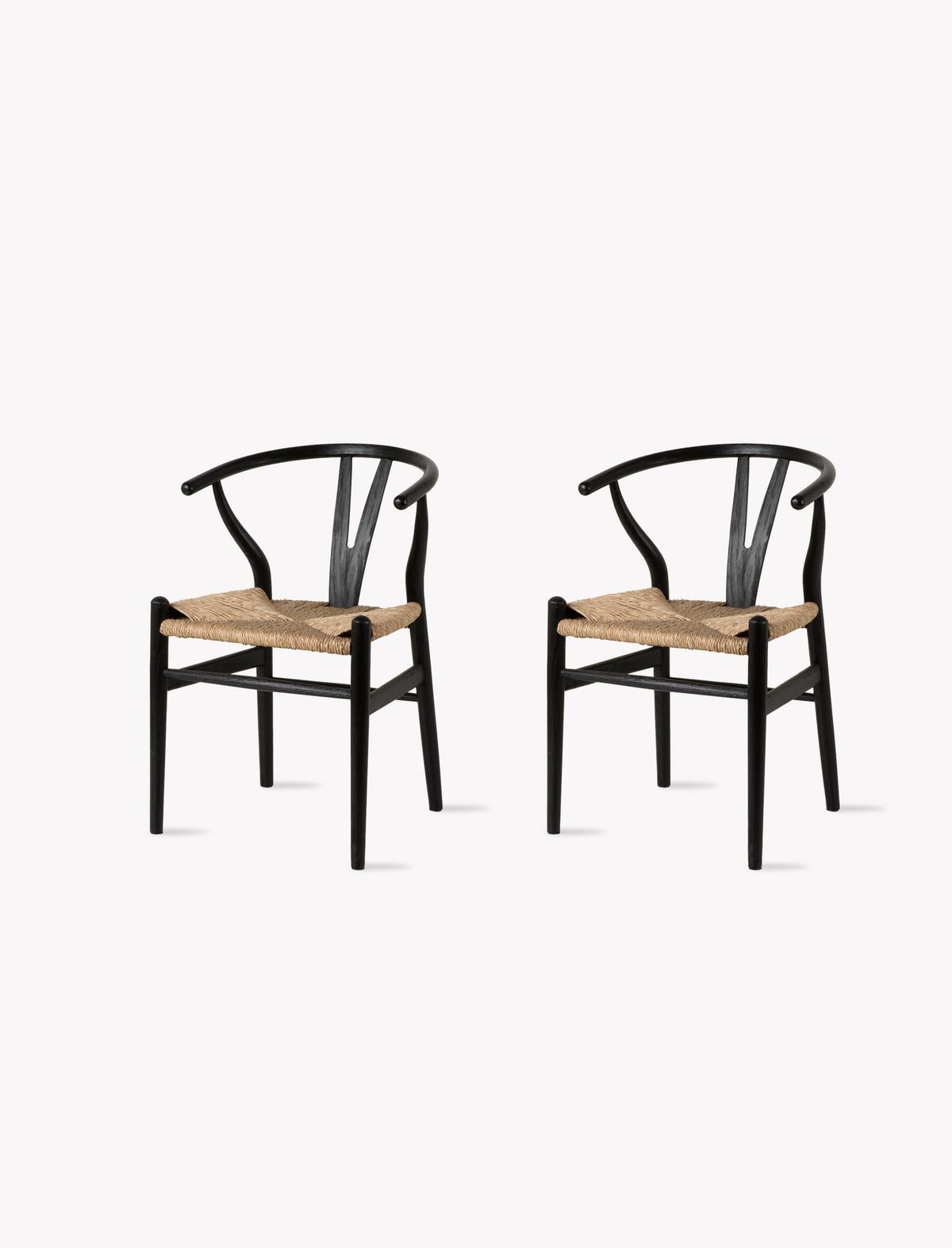 Garden Trading Chilthorne Wishbone Dining Chair Ash Wood, Black, Set of 2