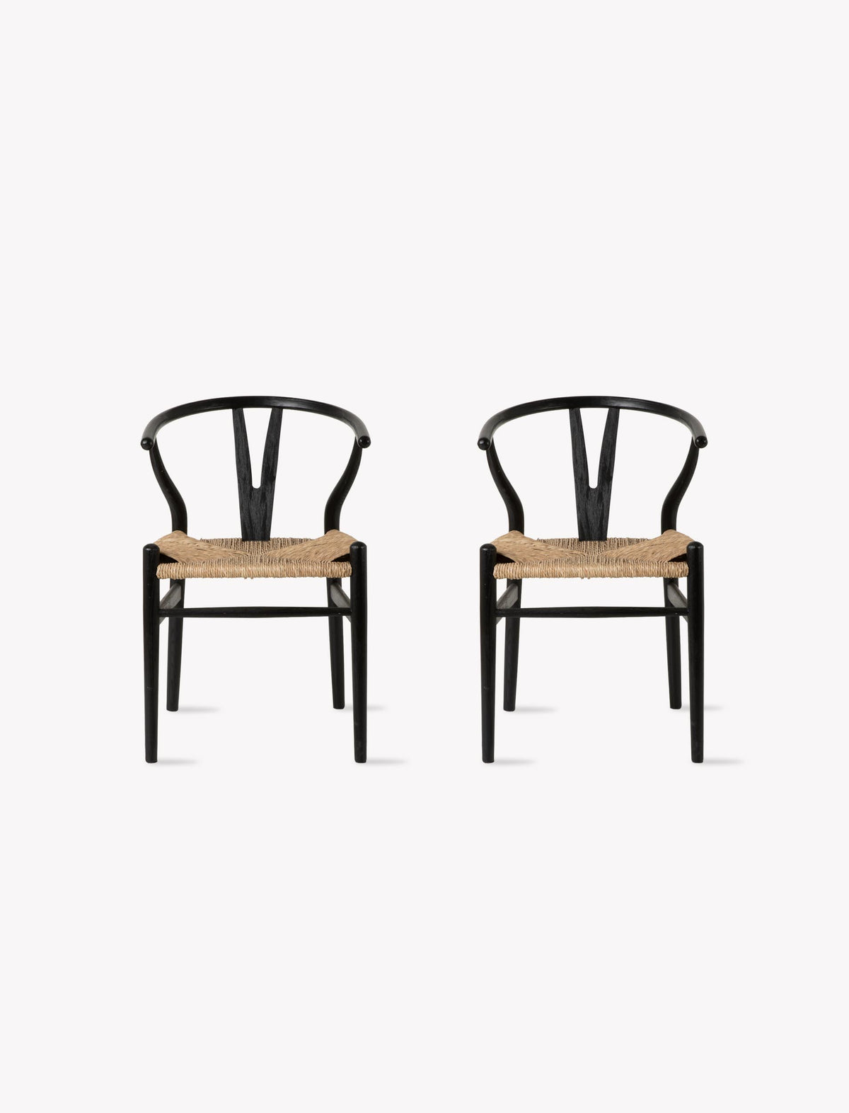 Garden Trading Chilthorne Wishbone Dining Chair Ash Wood, Black, Set of 2