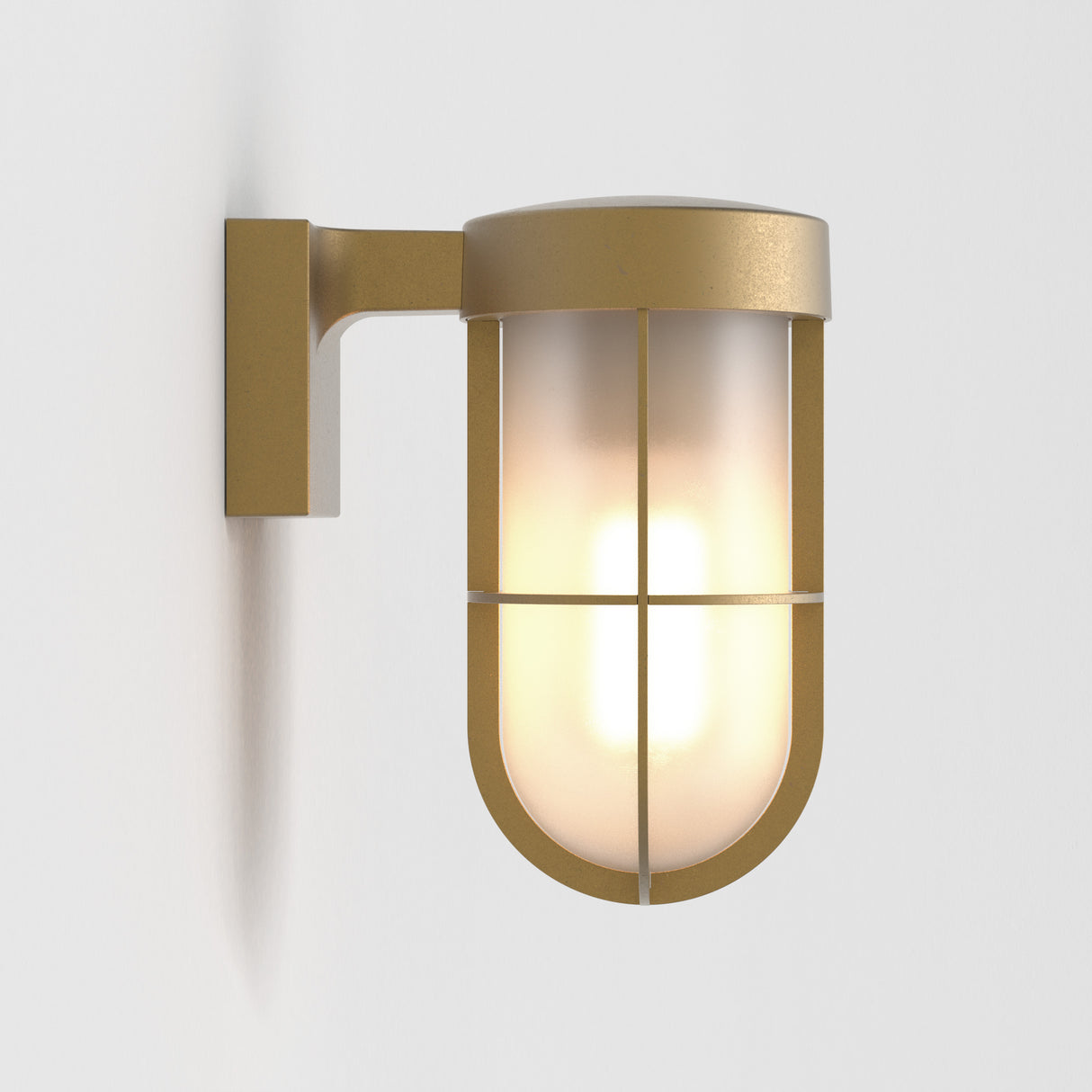 Astro Cabin Wall Frosted Antique Brass Outdoor Wall Light