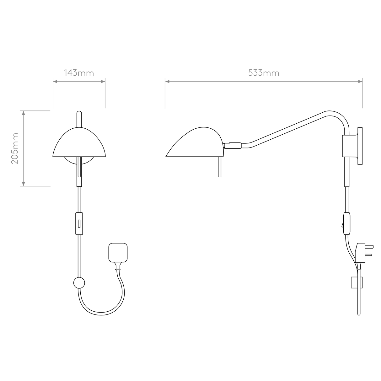 Astro Serge Plug-In Matt Black Interior Reading Light