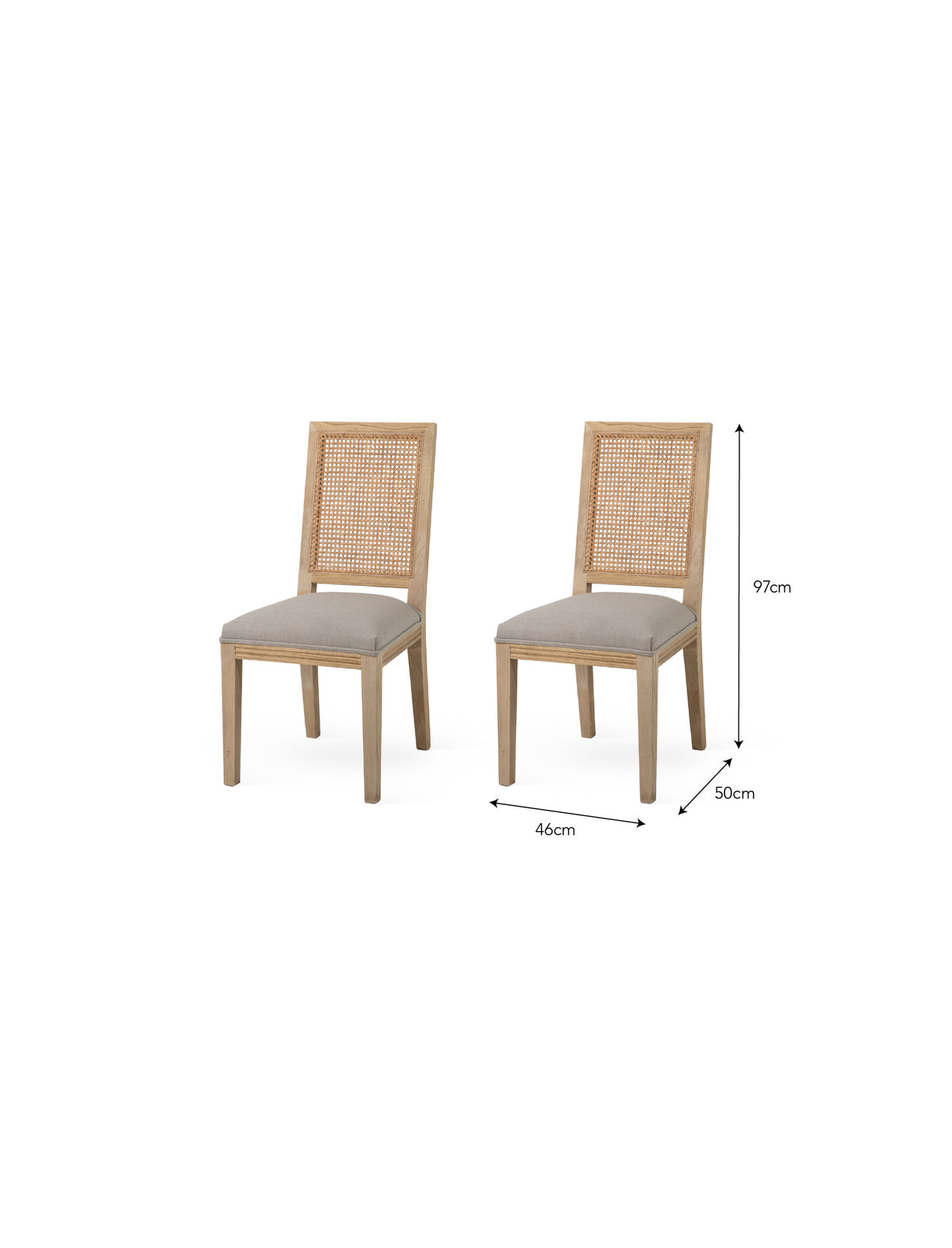 Garden Trading Cresswell Dining Chair Oak Wood, Natural, Set of 2