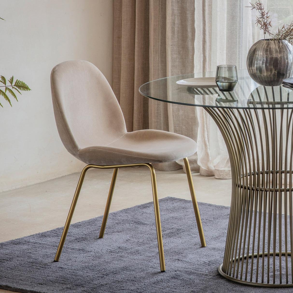 Amos Flanagan Chair Oatmeal Velvet (2pk) – from Amos Lighting + Home