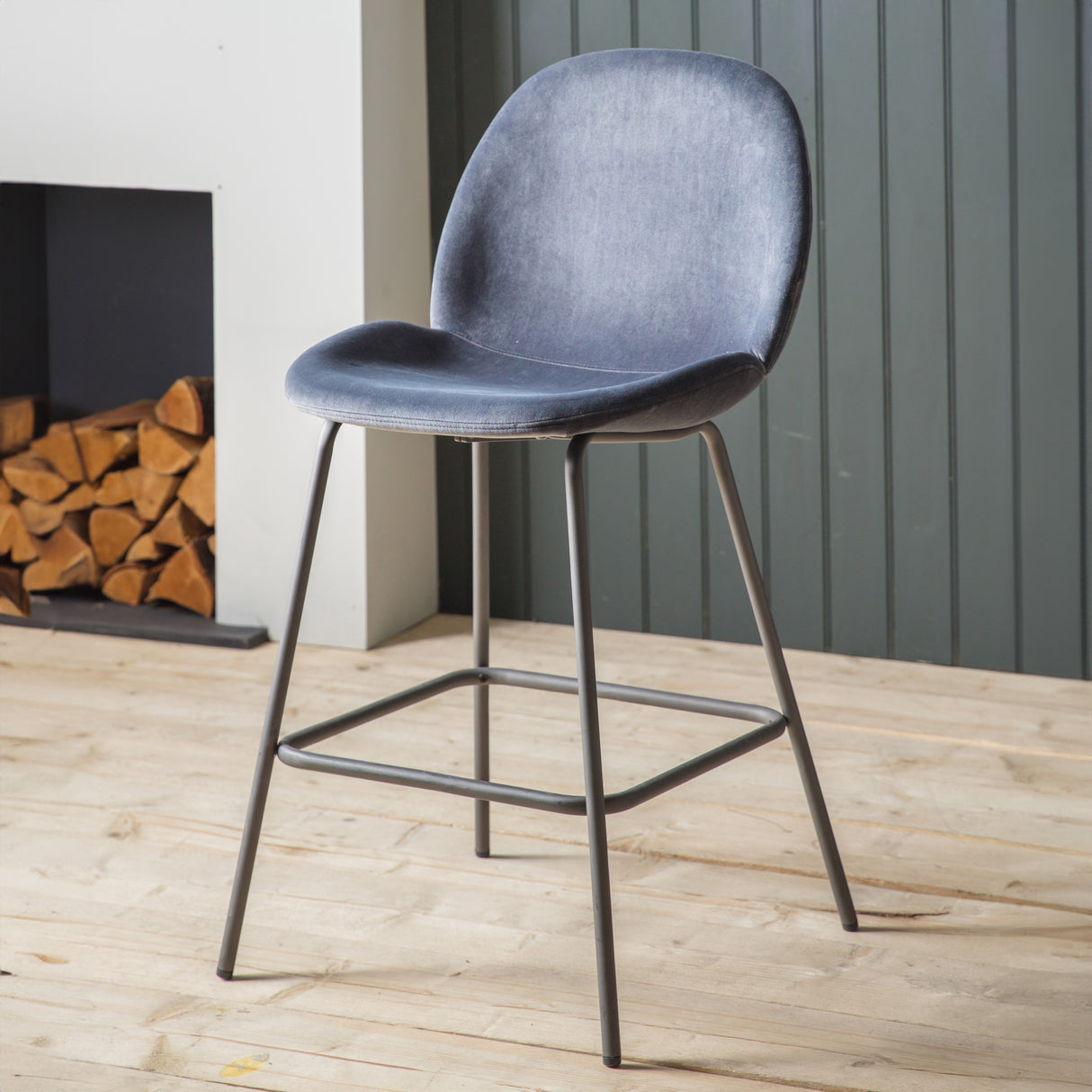 Amos Flanagan Stool Dark Grey Velvet (2pk) – from Amos Lighting + Home