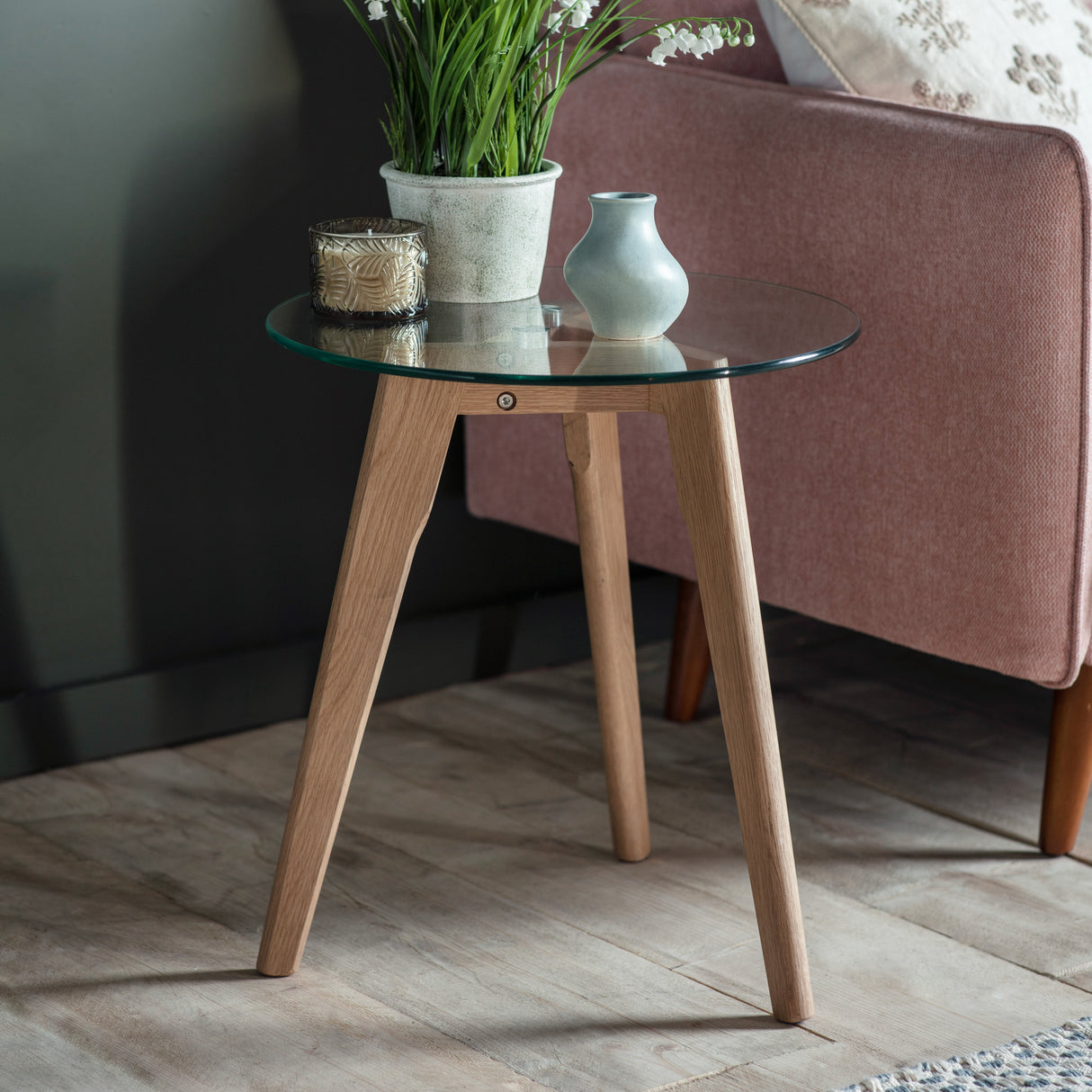 Amos Blair Round Side Table Oak – from Amos Lighting + Home