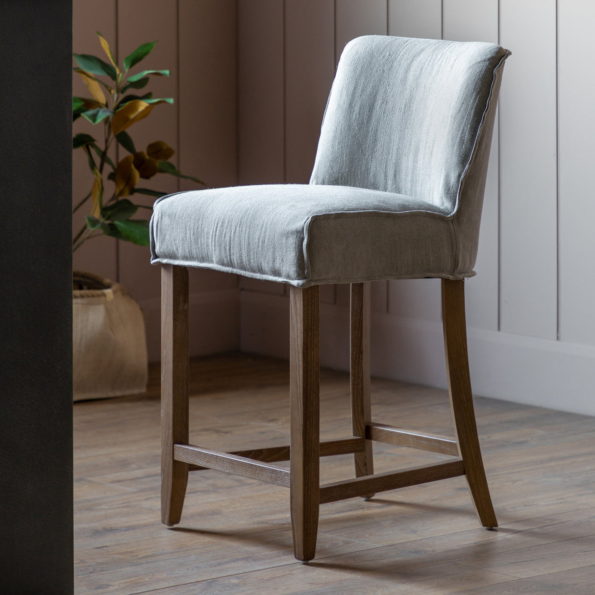 Amos Tarnby Bar Stool Grey Linen (2pk) – from Amos Lighting + Home