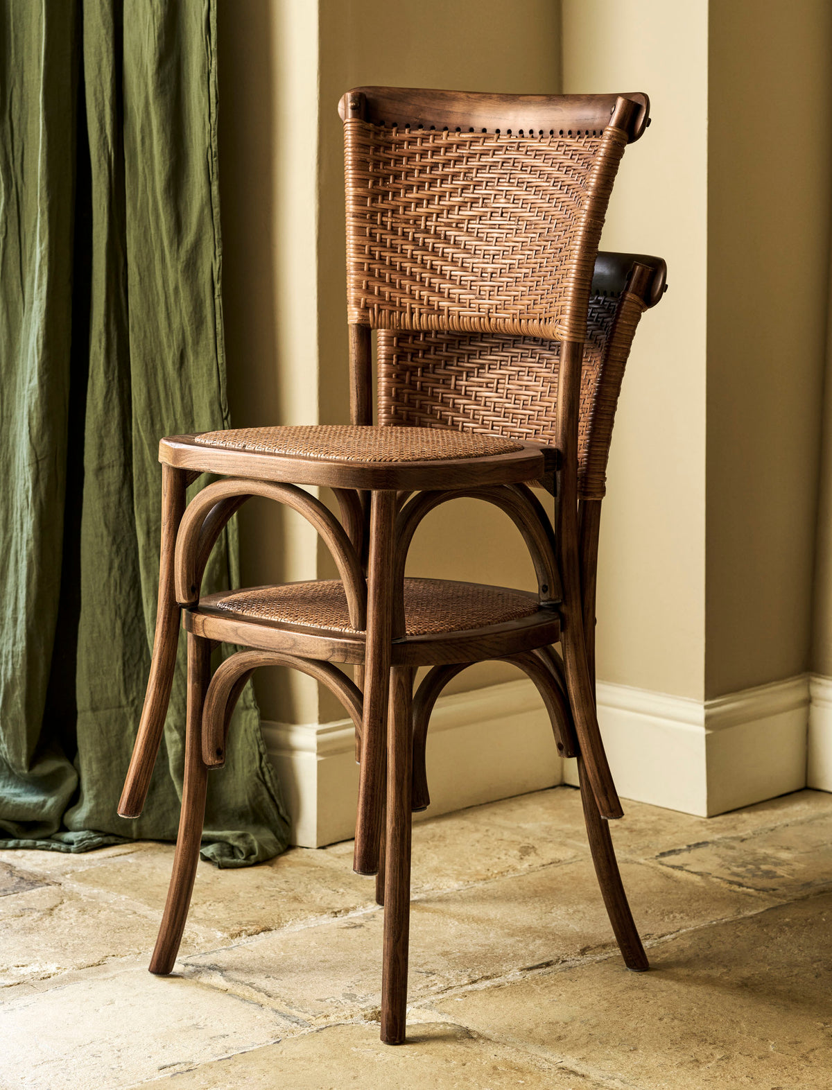 Garden Trading Fyfield Stacking Dining Chair - Elm Wood, Dark Natural, Set of 2