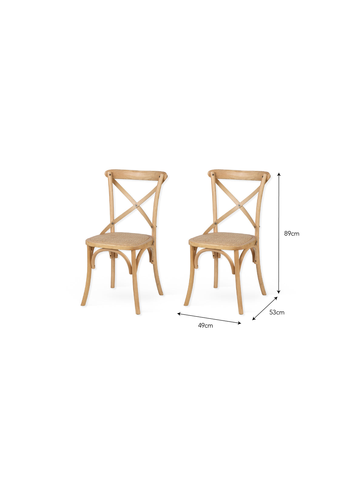 Garden Trading Ferndale Cross Back Dining Chair Elm Wood, Natural, Set of 2