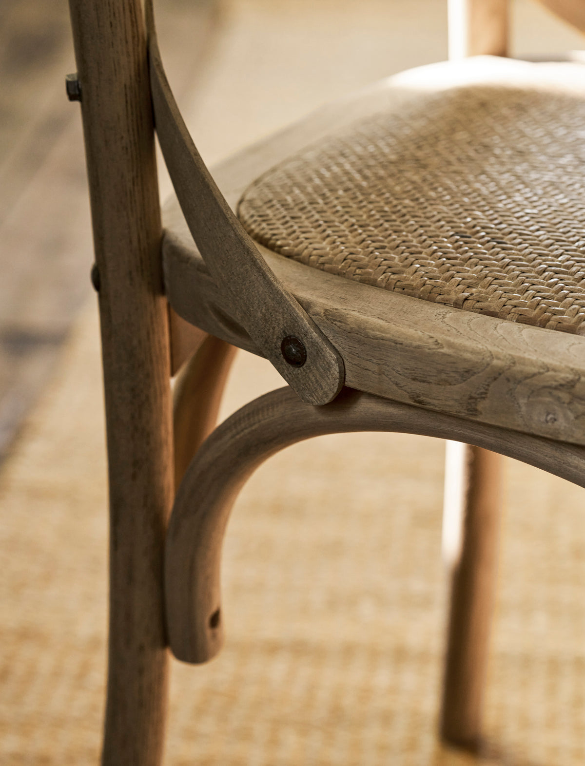 Garden Trading Ferndale Cross Back Dining Chair Elm Wood, Lime Wash, Set of 2