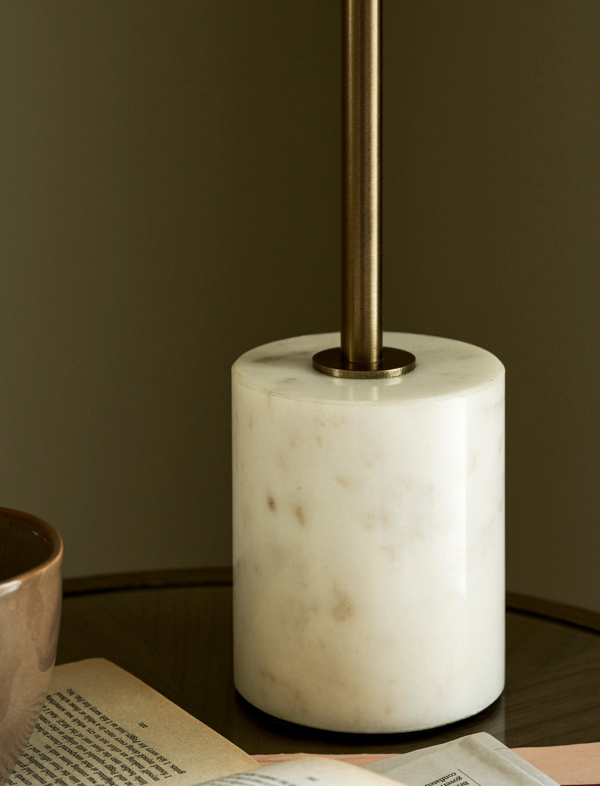 Garden Trading Winsley Table Lamp with Linen Shade, Marble & Antique Brass