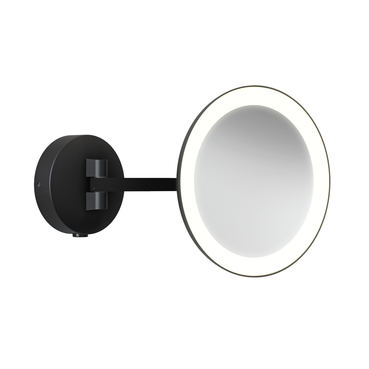 Astro Mascali Round LED Matt Black Bathroom Magnifying Mirror