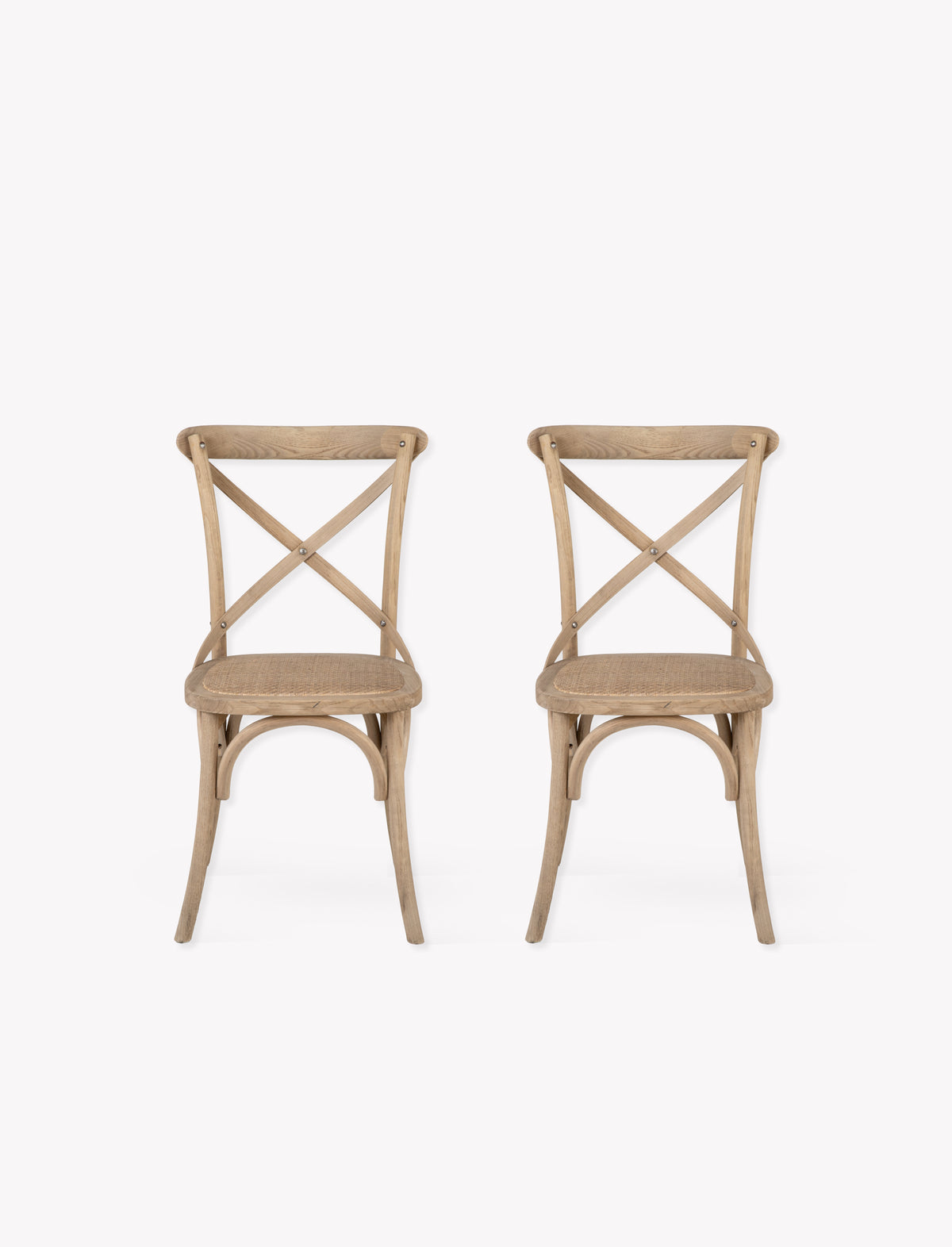 Garden Trading Ferndale Cross Back Dining Chair Elm Wood, Lime Wash, Set of 2