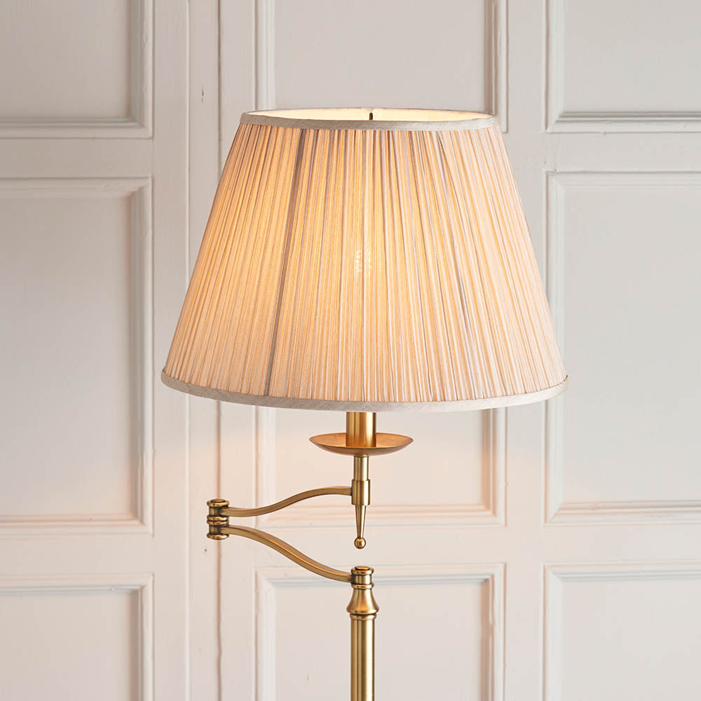 Interiors 1900 Stanford Swing Floor Lamp Antique Brass with Champagne Shade