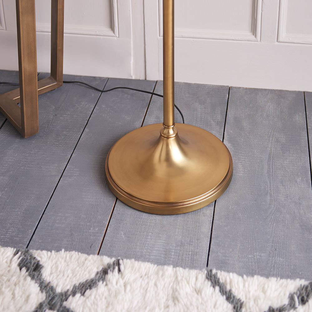 Interiors 1900 Stanford Swing Floor Lamp Antique Brass with Champagne Shade