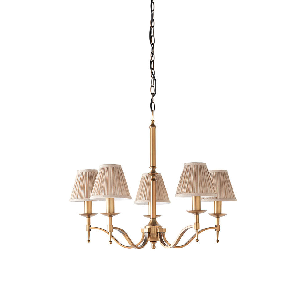 Interiors 1900 Stanford 5lt Chandelier Antique Brass with Champagne Shades