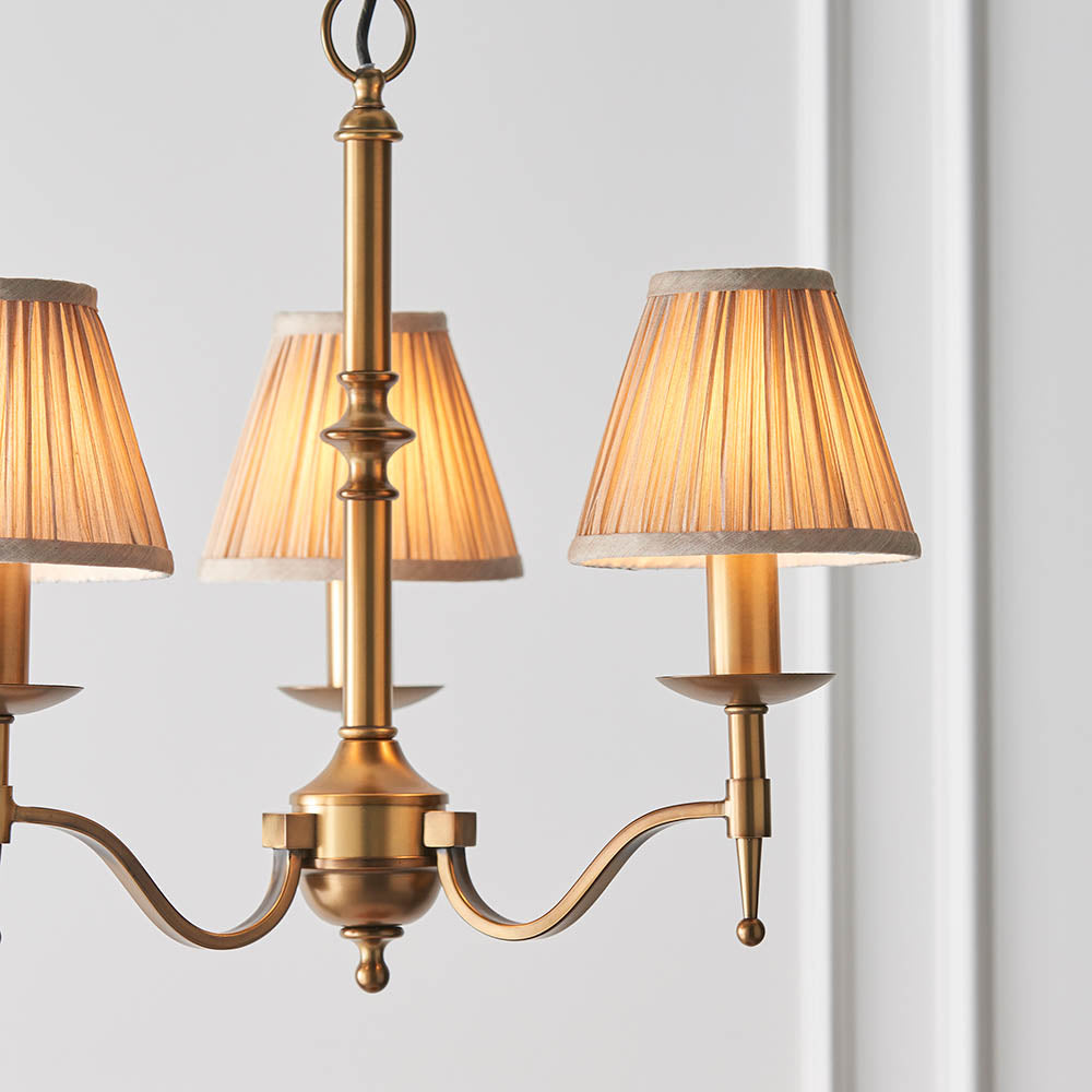 Interiors 1900 Stanford 3lt Chandelier Antique Brass with Champagne Shades