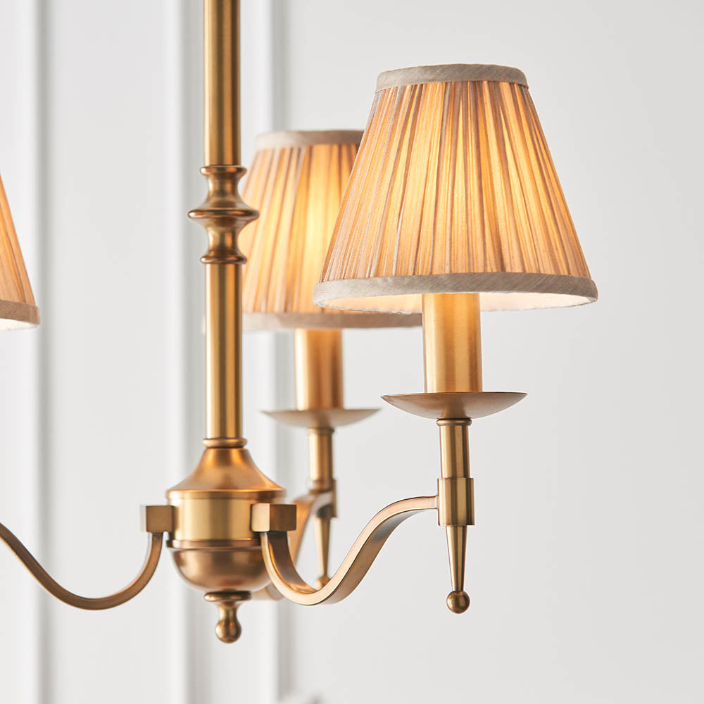 Interiors 1900 Stanford 3lt Chandelier Antique Brass with Champagne Shades