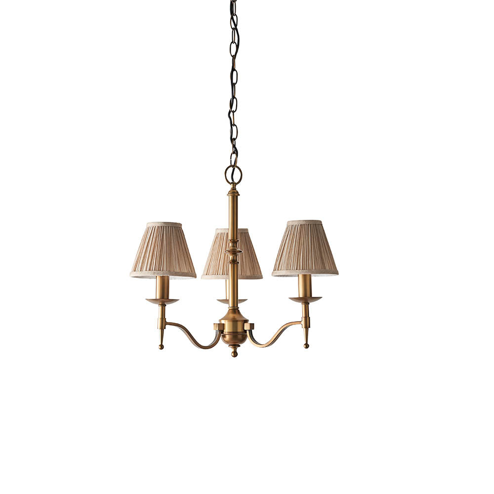 Interiors 1900 Stanford 3lt Chandelier Antique Brass with Champagne Shades